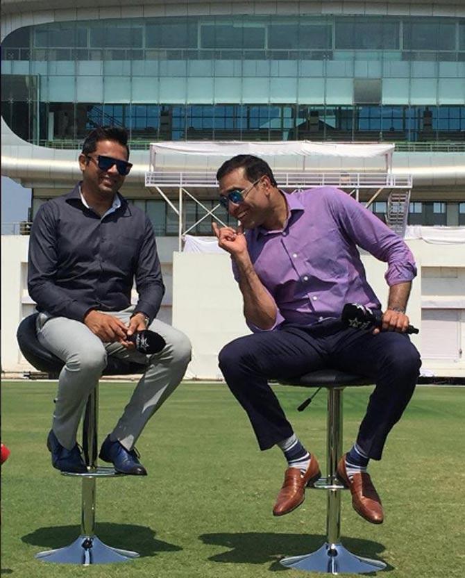 VVS Laxman is now a prolific cricket commentator, who does commentary for various international cricket matches. Here he is seen with fellow commentator Akash Chopra.