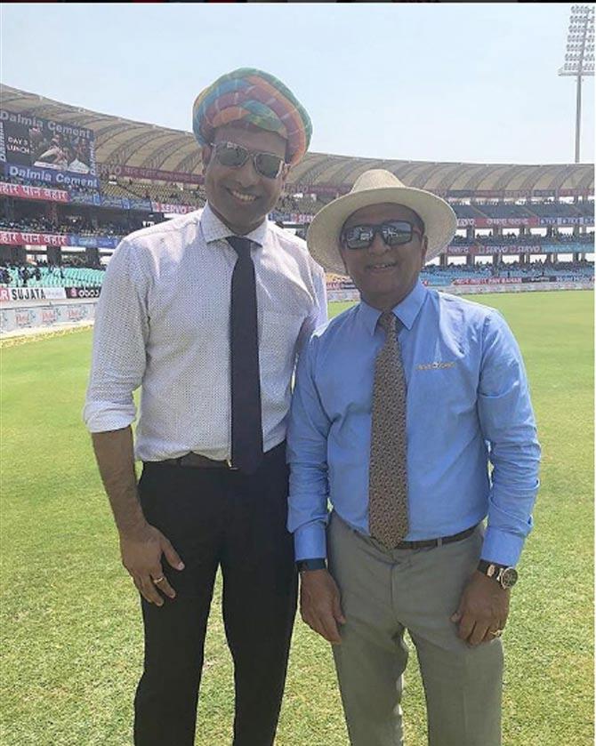 VVS Laxman shares the space with a few other stalwarts of the game. In this picture he is seen with Sunil Gavaskar at Rajkot.