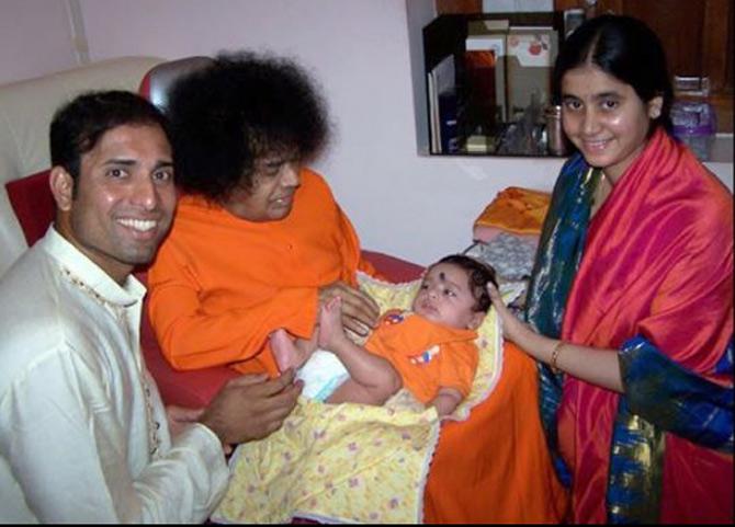 How many people are fortunate enough to meet cult religious figures? VVS Laxman is one of the few lucky ones, who shared this picture of himself, his wife and child, visiting Sathya Sai Baba. Laxman captioned, '#sathyasaibaba #flashback #gratitude'