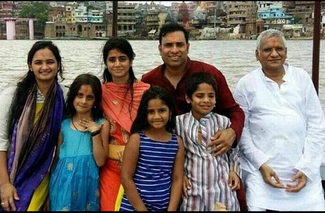 In picture: VVS Laxman shared this adorable picture with his whole family, during the holy visit to Varanasi