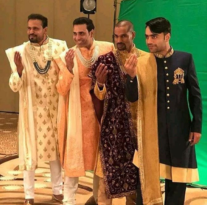 VVS Laxman who was associated with the Sunrisers Hyderabad, shared this picture with Yusuf Pathan, Rashid Khan and Shikhar Dhawan. He captioned, 'Fun shoot with the boys #orangearmy'