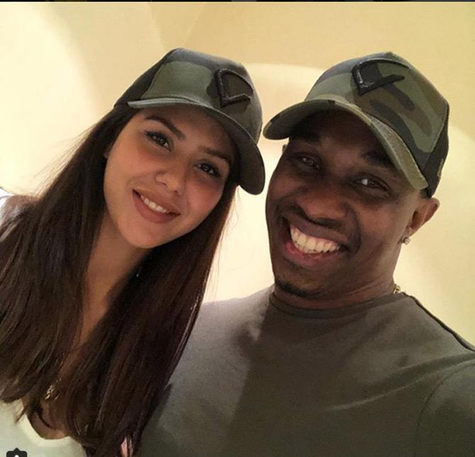Dwayne Bravo played for Mumbai Indians in IP 2008 to IPL 2010. Dwayne Bravo seen here with Punjabi film actress Sonam Bajwa. He wrote, 'Rocking our #ONE8 Cap @virat.kohli launch I had the chance to meet a very beautiful young lady who I'm a big fan of @sonambajwa #Bollywood #IPL #RunDWorld'