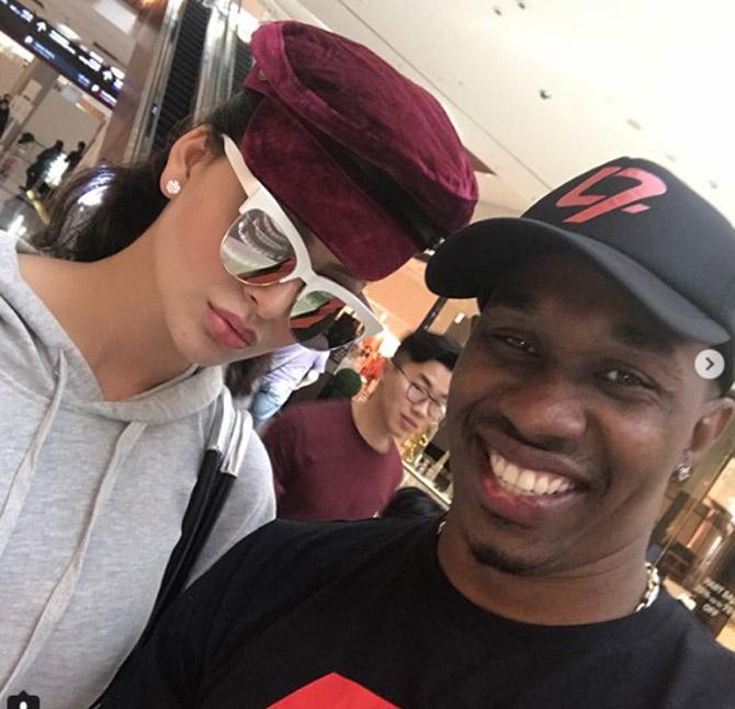In another controversy in 2014, during a tour of India, Dwayne Bravo was spokesman for the players during a players strike which resulted in the tour being cancelled half way. He was later omitted from the West Indies World Cup squad for the 2015 World Cup. In picture: Dwayne Bravo with Bollywood actress Urvashi Rautela