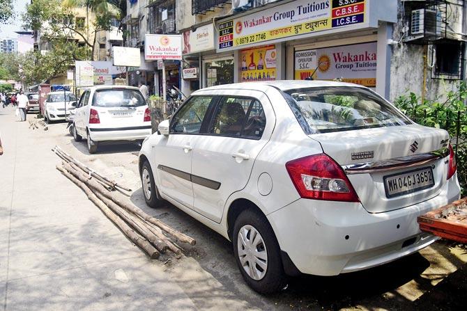 Showcase bikes parked right on the footpath, leaving pedestrians with no space. Pic/Sameer Markande