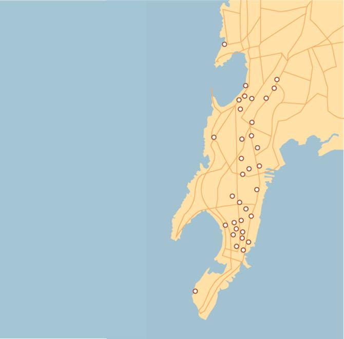 The Pyaav Map of Mumbai COURTESY/Vaastu Vidhaan Projects  graphic/UDAY MOHITE 