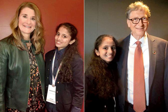 Saleha Khan with Melinda and Bill Gates