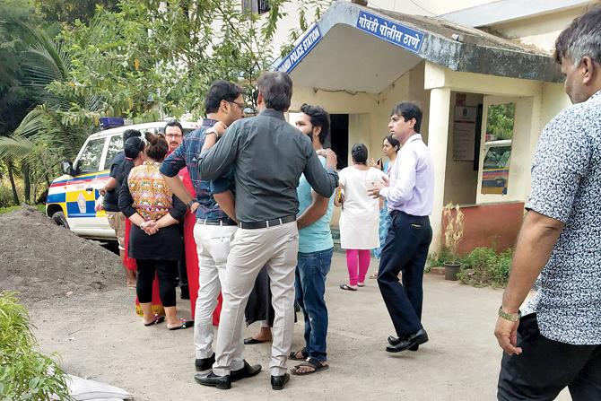 Angry parents gather at Govandi police station to protest over the school