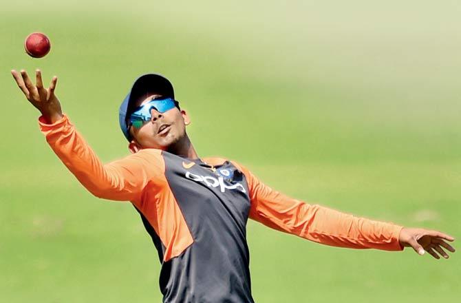 Prithvi Shaw during a training session in Rajkot yesterday. Pic/PTI