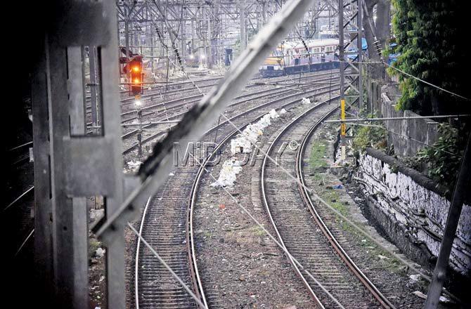 Tracks between the CSMT and Sandhurst station have been cleaned. Pic/Pradeep Dhivar