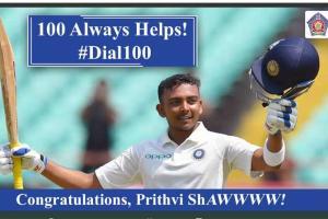 Mumbai Police's funny post on Prithvi Shaw's century is a must see!