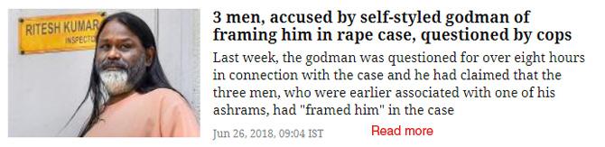 3 men, accused by self-styled godman of framing him in rape case, questioned by cops