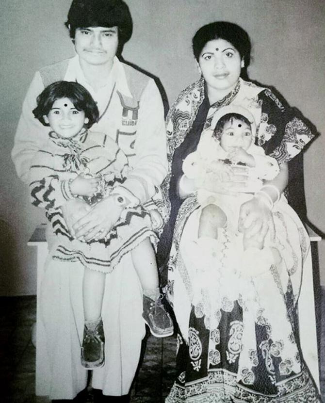 After graduating from Delhi University in Economics, Rati Pandey started her career with Zee Cinestars Ki Khoj, in 2006. In picture: A childhood picture of Rati Pandey (sitting in her father's lap) and her family.