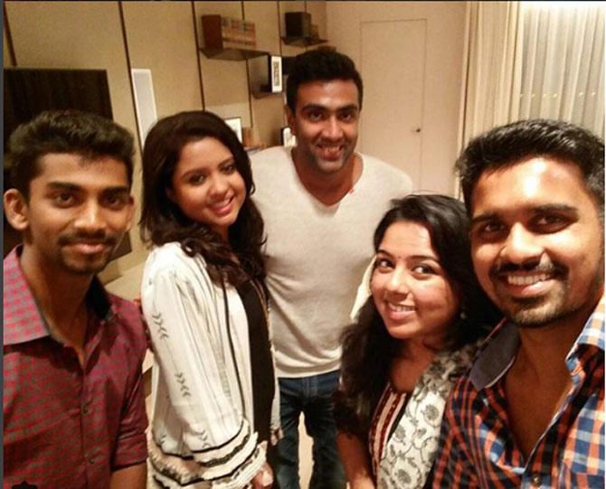 R Ashwin shared this picture with his wife Prithi and friends, from a dinner night-out at RPS owner Sanjiv Goenka's house. He wrote 'Team dinner tonight hosted by the Goenka family'