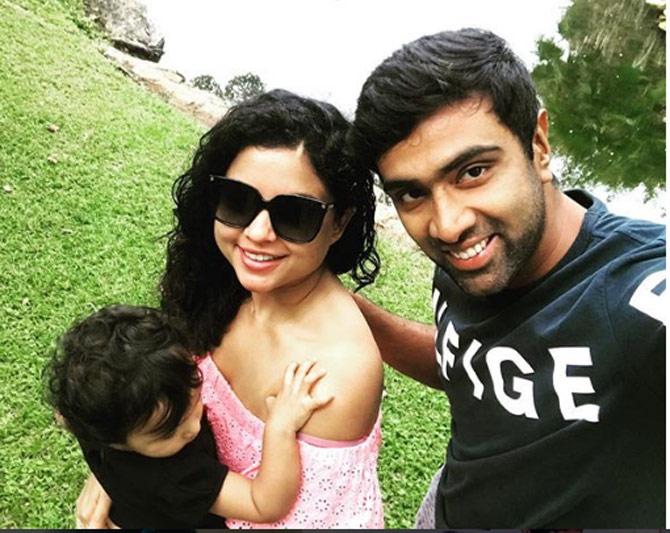 Ravichandran Ashwin holds the record of being the fastest Indian Test bowler to reach the 50, 100, 150, 200, 250 and 300-wicket mark. In pic: R Ashwin's wife Prithi Narayanan shared this picture, quoted, 'Dreaming of a holiday already. Hmmm maybe one without the babies. Or a solo trip. Best. Don't remember the last time I travelled solo. Have you? Where?'