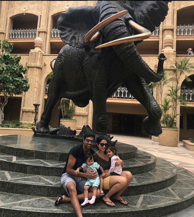 Prithi Narayanan shared this picture, captioned, 'Akhira sat still only after I told her we could take that elephant home. And my Aadhu can never ever be impressed #southafrica #suncity #visitsouthafrica #lostpalace #southafricatourism #aadhya #akhira #mybheem #khaleesinotkanmani #prithixaxaa #prithixtravels'