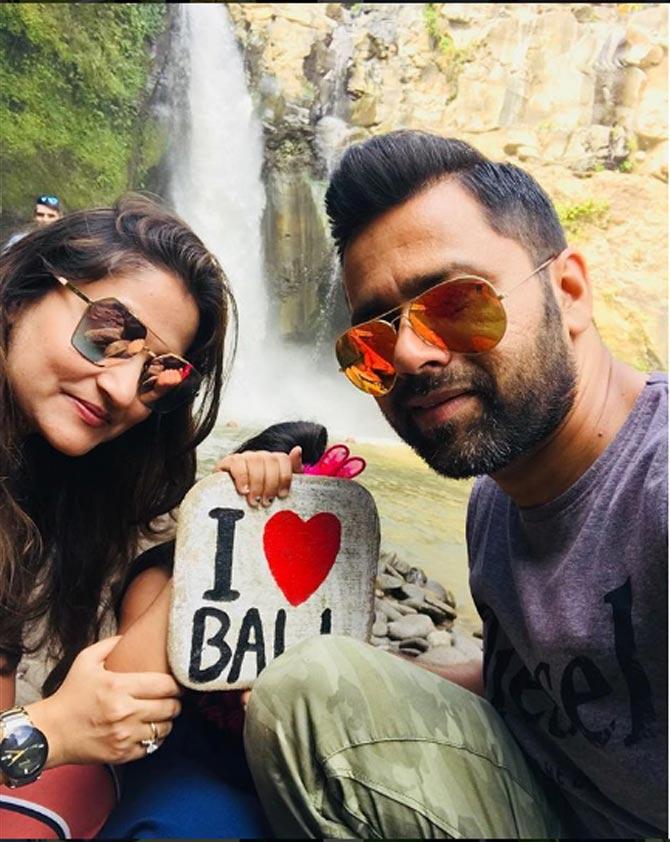 Aakash Chopra was also part of the IPL and played in 2008 and 2009 as part of the Kolkata Knight Riders team. He returned in IPL 4 as part of team Rajasthan Royals. In picture: Aakash Chopra with wife Aakshi Chopra during a holiday in Bali