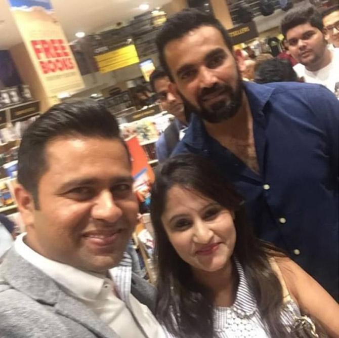 Aakash Chopra posted this picture with his wife Aakshi and Zaheer Khan, from the launch event of his book 'Numbers Do Lie'. He captioned, 'From Yesterday #NumbersDoLie'