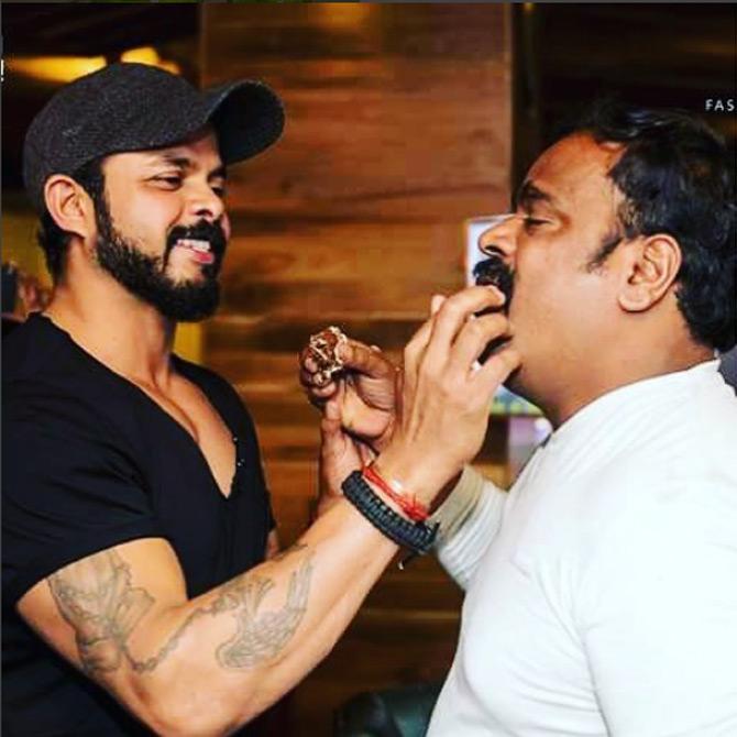 Sreesanth posted this picture on the birthday of a friend, he captioned, 'Wishing @sankargowda anna the very best birthday and. An amazing life..great to be a part of s productions'