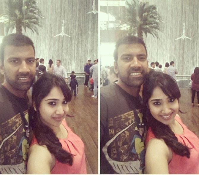 Lakshmipathy Balaji played 30 ODIs  for India and took 34 wickets at an average of 39.52. His best bowling figures are 4/48. In picture: A cute selfie of Lakshmipathy Balaji and Priya Thalur from a trip to Dubai