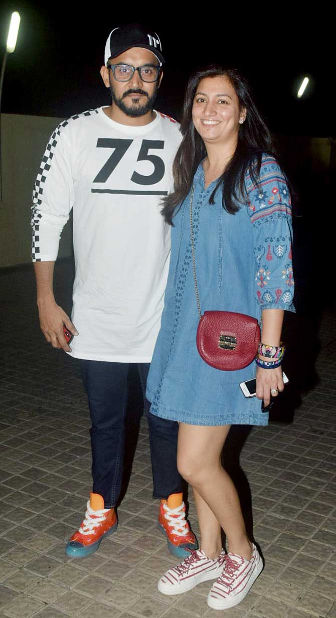 Dhadak director Shashank Khaitan with wife Nalini Datta Khaitan at the special screening of Sui Dhaaga