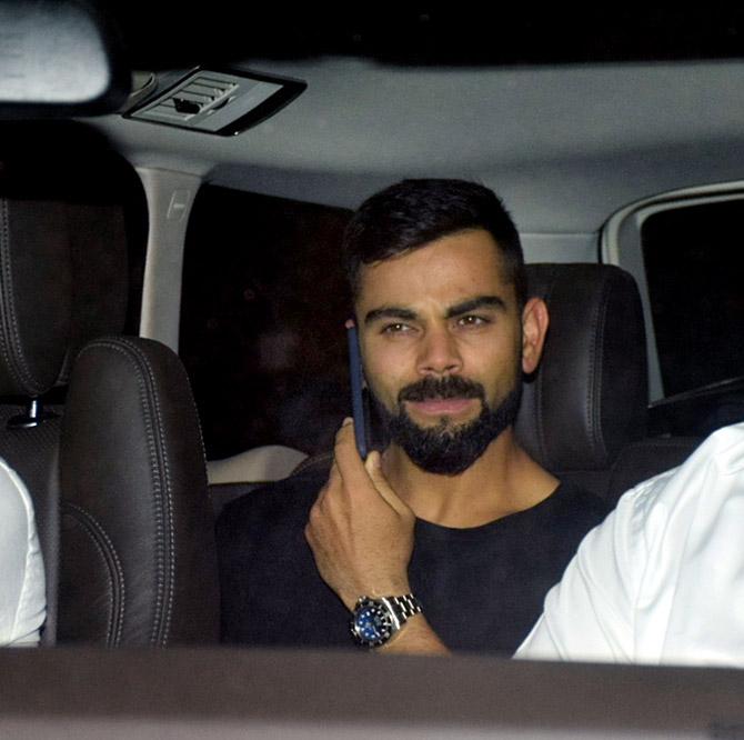 Indian skipper and recent recipient of Rajiv Gandhi Khel Ratna Award, Virat Kohli also attended the special screening of wife Anushka Sharma's film Sui Dhaaga. A film about finding love and respect through self-reliance, Sui Dhaaga - Made in India is a heart-warming story that celebrates the spirit of self-reliance. The film's plot is inspired by Mahatma Gandhi's philosophy and takes a leaf out of the hugely acclaimed Make In India campaign.