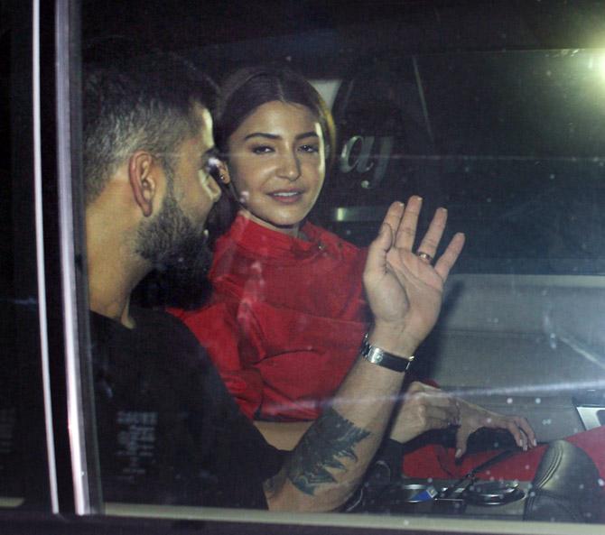 Virat Kohli recently posted a picture of Anushka Sharma on Instagram and wrote, 'The person that inspires me to push forward despite all obstacles. The person that guides me to do the right thing in life against all odds. The person that has changed me inside out and made me realise the power of true love. My strength. My soulmate.' In picture: Virat and Anushka arrive for Sui Dhaaga screening at YRF Studios