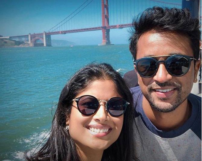 Pragyan Ojha posted this picture with wife Karabee Baral, having the famous Golden Gate bridge - that connects, San Francisco, California and Marin Bay - as the backdrop, he wrote, 'Beautiful sunny day! I must say the weather is treating us well'