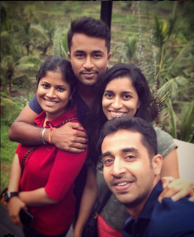 Pragyan Ojha played for Hyderabad in the domestic Ranji Trophy and also has played for Bengal as a guest player in Ranji Trophy for a couple of seasons (2015/16-2016/17). In picture: Pragyan Ojha with Karabi Baral and friends