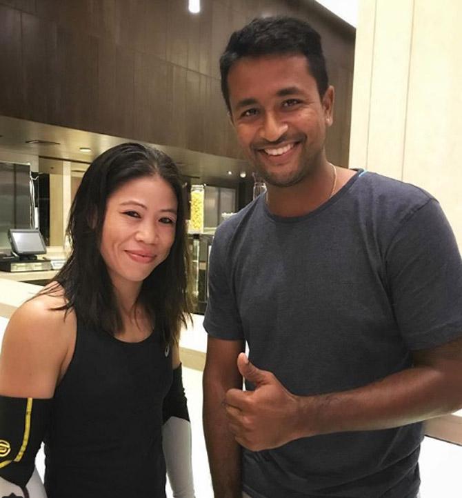 Pragyan Ojha shared this picture with the champion Indian boxer Mary Kom, he wrote, 'Her life and achievements are inspirational #magnificentmary'