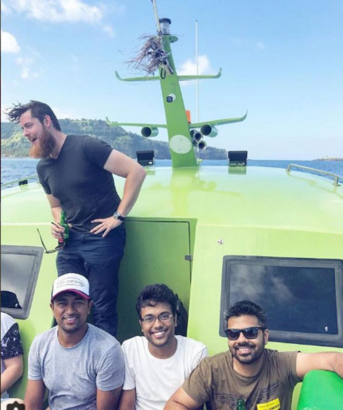 In this picture, Pragyan Ojha is seen spending a day out on a yacht, at a picturesque locale, with a few of his best friends. He captioned, 'Such a beautiful ride with amazing people! #gilitrawangan'