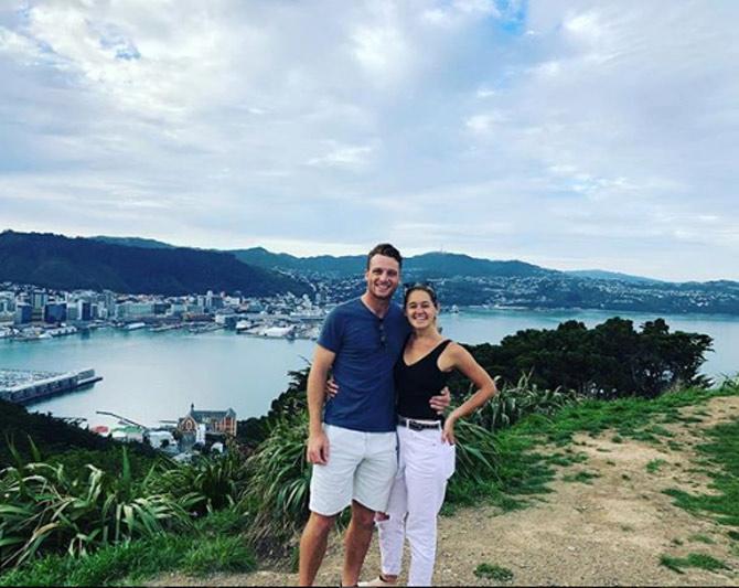 Jos Buttler's innings against KXIP was cut short when Punjab skipper Ravichandran Ashwin 'Mankaded' him for leaving the crease at the non-strikers end before the ball was bowled. Jos Buttler posted this holiday picture with his wife Louise Buttler. He wrote, 'Special few weeks exploring this incredible country with the wife'