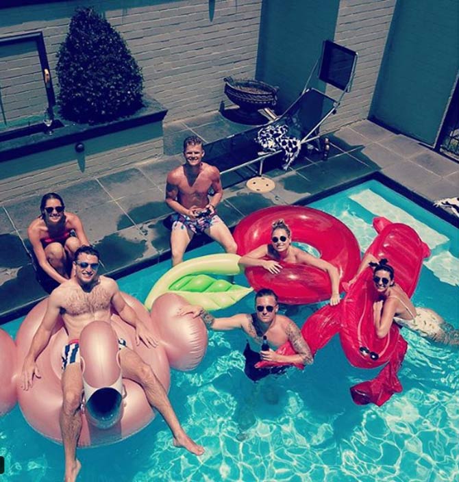 Jos Buttler was also a mainstay of England's 2019 World Cup winning squad. Jos Buttler posted this party picture, which shows him celebrating Christmas 2017 with his wife some of his best friends in the pool