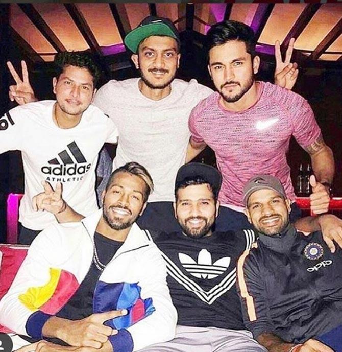 Manish Pandey is an Indian international cricketer. He is a right-handed middle-order batsman representing Karnataka in domestic cricket and Sunrisers Hyderabad in the IPL. In picture: Kuldeep Yadav, Axar Patel, Manish Pandey, Hardik Pandya, Rohit Sharma and Shikhar Dhawan