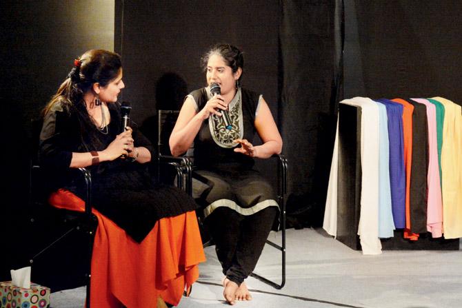 Founder Preeti Birla Nair (left) interacts with an audience member