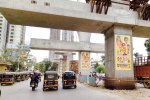 Mumbai: Illegal posters deface Malad Metro line pillars