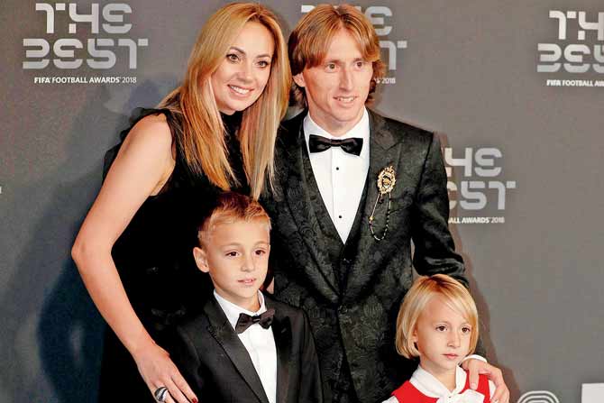 Luka Modric, wife Vanja Bosnic with their kids Ivano and Ema