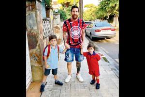 Lionel Messi drops his young boys to school. See the cute photo!
