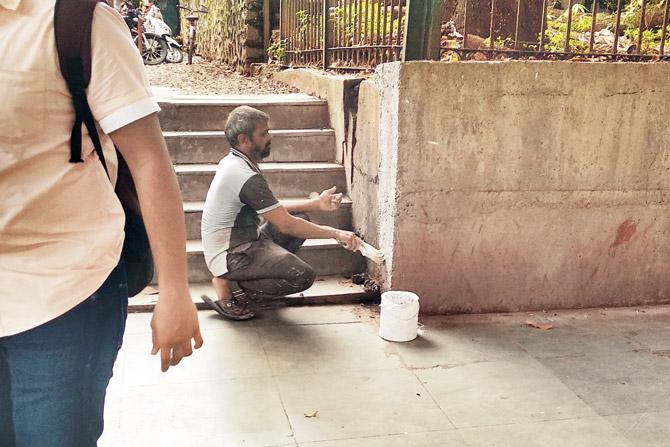 A flurry of clean-up activities were on at Mulund station, from scrubbing and fixing toilets to whitewashing walls