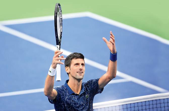Novak Djokovic celebrates after winning the final v Del Potro at the US Open on Sunday. Pic/Getty Images