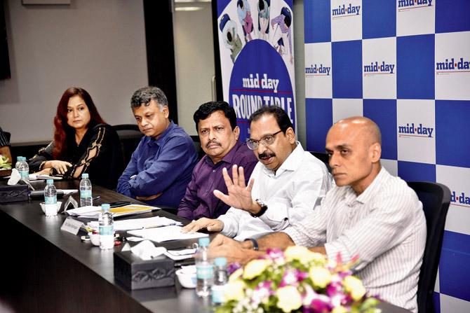 Deputy Commissioner Kishor Kshirsagar, Garden Superintendent Jitendra Pardeshi, environmentalist Rishi Aggarwal and corporator Asif Zakaria at the Round Table. Pic/Pradeep Dhivar