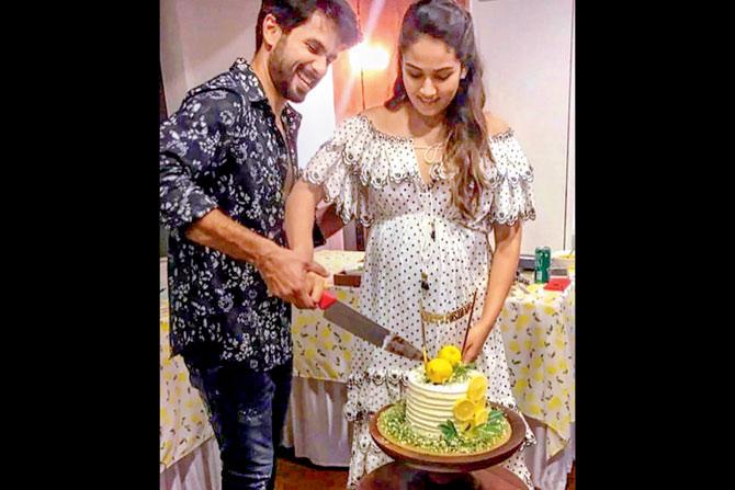 The couple at the baby shower. Pic/PTI