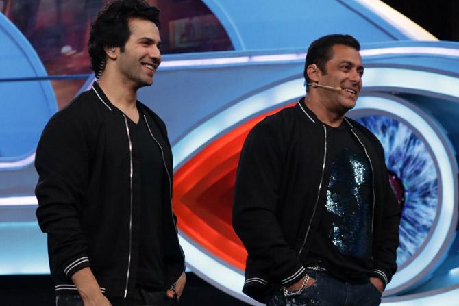 Varun Dhawan and Salman Khan on Big Boss 12 sets