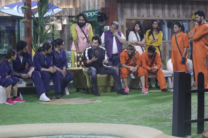 Varun Dhawan in Big Boss 12 house with contestants