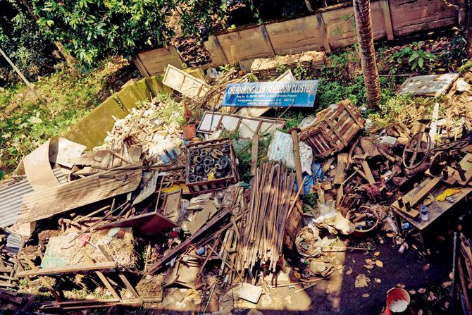 The wreckage at the Chendamangalam handloom cluster. Pic/Dinesh Madhvan