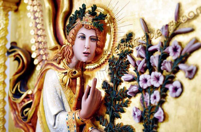 Sculpted features of archangel Gabriel