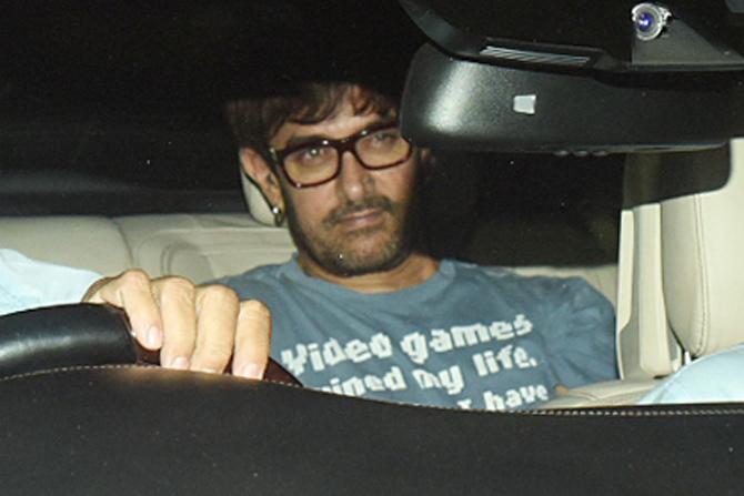 Aamir Khan arriving at Ranbir Kapoor
