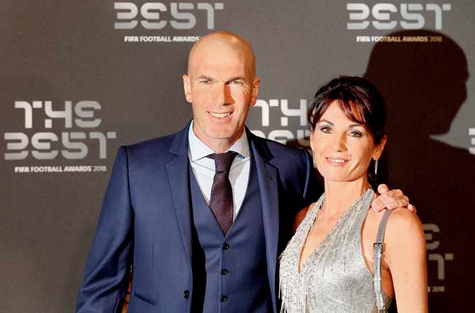 Zinedine Zidane is all smiles with wife Veronique