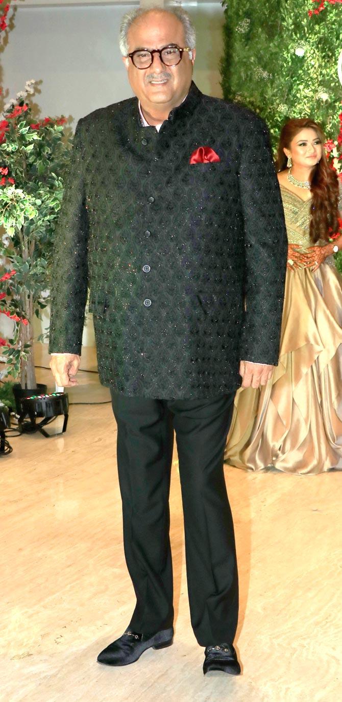Filmmaker Boney Kapoor also attended the wedding reception of Akshay Gada and wife Murup at a 5-star in Andheri.