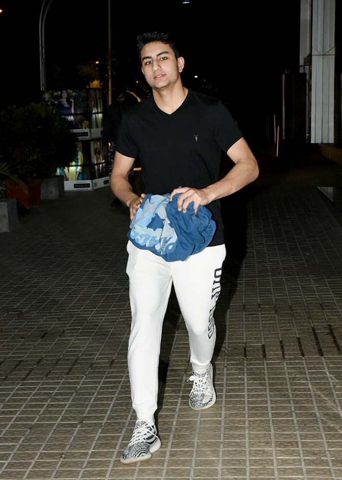 Ibrahim Ali Khan was spotted at a popular multiplex in Juhu, Mumbai. Saif Ali Khan's mirror-image, his son Ibrahim Ali Khan has expressed his Bollywood aspirations to him. All pictures/Yogen Shah