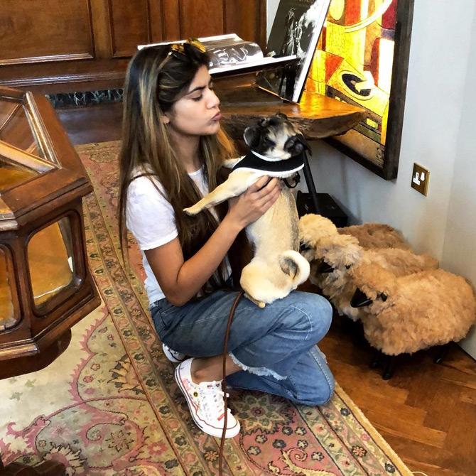 In photo: Being a pet lover and mother that she is, Ananya Birla strikes a candid conversation with a Pug as she showers him with her unconditional love